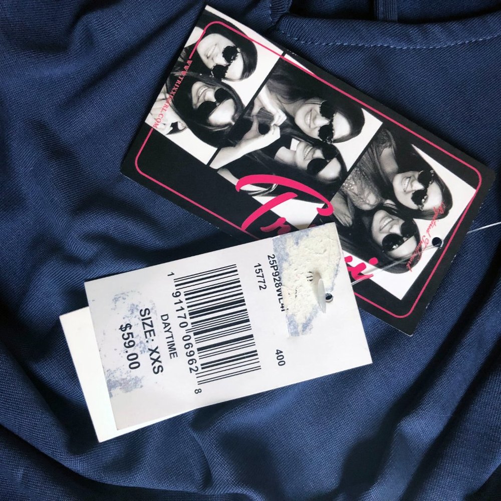 NWT Trixxi Stormy Blue Long Sleeve Criss-Cross A-Line Dress | Size XXS - Picture 12 of 13
